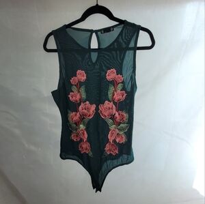 Dark green mash body suit